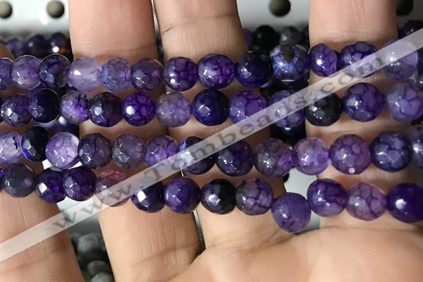 CAA2929 15 inches 6mm faceted round fire crackle agate beads wholesale