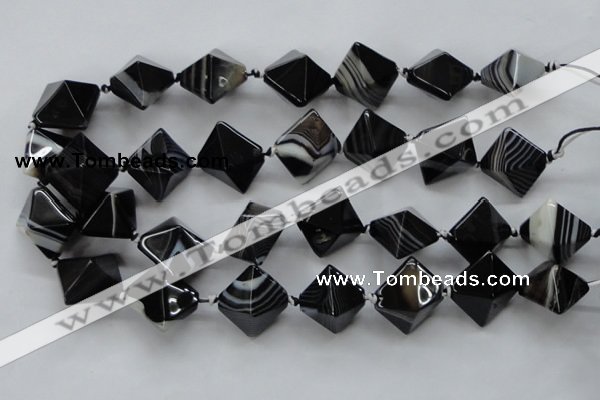 CAA294 15.5 inches 20*20*20mm black line agate gemstone beads