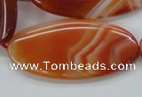 CAA296 15.5 inches 30*60mm oval red line agate gemstone beads