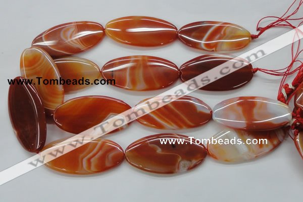 CAA296 15.5 inches 30*60mm oval red line agate gemstone beads