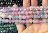 CAA2960 15 inches 8mm faceted round fire crackle agate beads wholesale