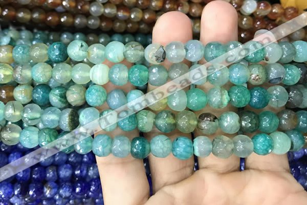 CAA2965 15 inches 8mm faceted round fire crackle agate beads wholesale