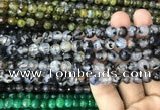 CAA2969 15 inches 8mm faceted round fire crackle agate beads wholesale