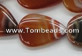 CAA297 15.5 inches 24*30mm flat teardrop red line agate beads