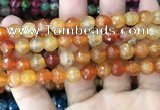 CAA2971 15 inches 8mm faceted round fire crackle agate beads wholesale