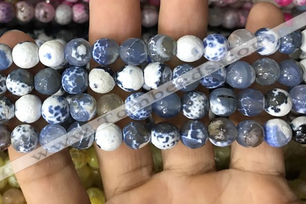 CAA2973 15 inches 8mm faceted round fire crackle agate beads wholesale