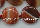 CAA298 15.5 inches 25mm flat round red line agate gemstone beads