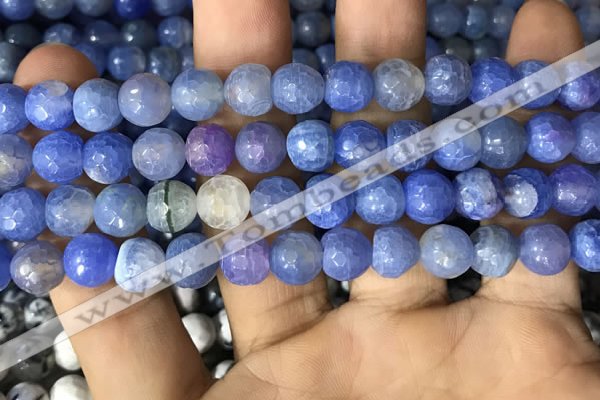 CAA2980 15 inches 8mm faceted round fire crackle agate beads wholesale