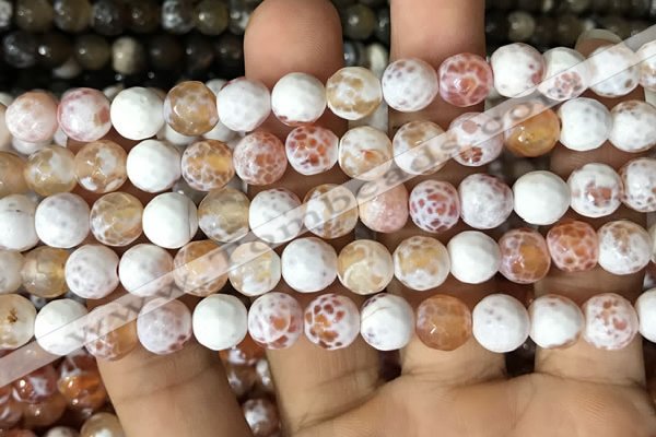 CAA2981 15 inches 8mm faceted round fire crackle agate beads wholesale