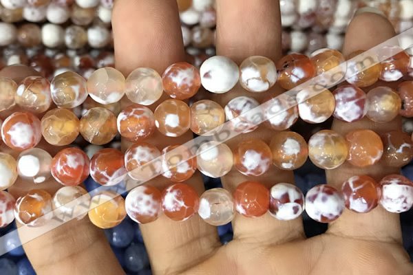 CAA2982 15 inches 8mm faceted round fire crackle agate beads wholesale