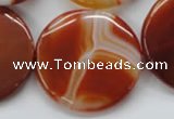 CAA299 15.5 inches 35mm flat round red line agate gemstone beads