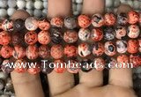 CAA2992 15 inches 8mm faceted round fire crackle agate beads wholesale