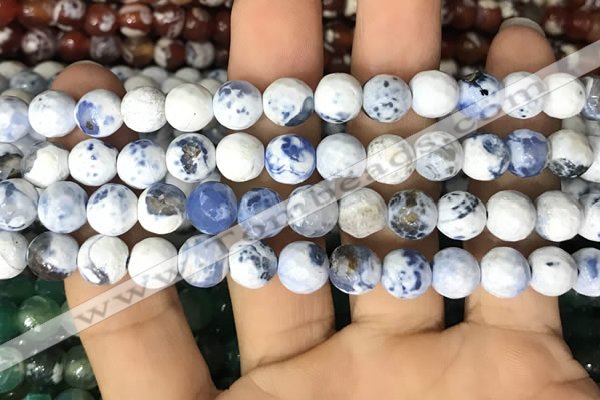 CAA2997 15 inches 8mm faceted round fire crackle agate beads wholesale