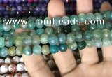 CAA2999 15 inches 8mm faceted round fire crackle agate beads wholesale