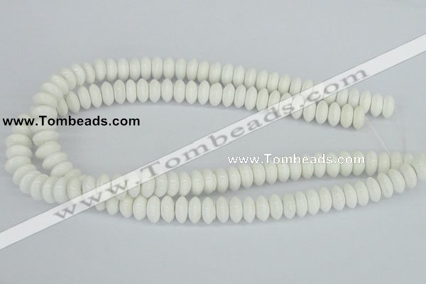 CAA30 15.5 inches 6*12mm rondelle white agate gemstone beads