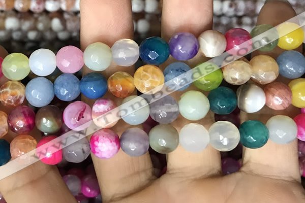 CAA3004 15 inches 8mm faceted round fire crackle agate beads wholesale