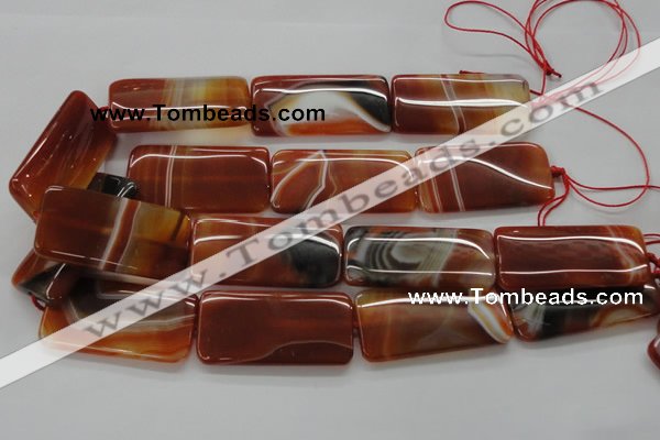 CAA301 15.5 inches 25*50mm rectangle red line agate gemstone beads