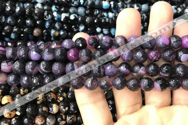 CAA3015 15 inches 8mm faceted round fire crackle agate beads wholesale