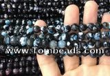 CAA3018 15 inches 8mm faceted round fire crackle agate beads wholesale