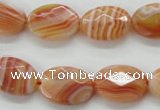 CAA302 15.5 inches 13*18mm faceted oval red line agate beads