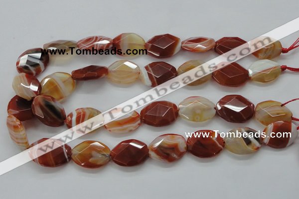 CAA303 15.5 inches 18*25mm faceted oval red line agate beads