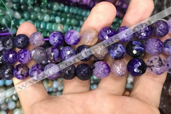 CAA3041 15 inches 10mm faceted round fire crackle agate beads wholesale