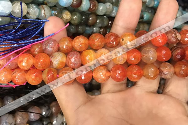 CAA3042 15 inches 10mm faceted round fire crackle agate beads wholesale