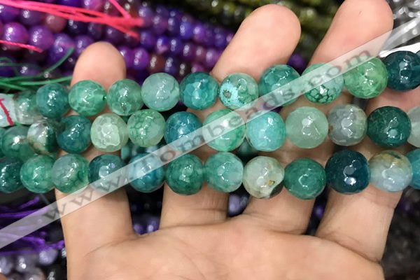 CAA3046 15 inches 10mm faceted round fire crackle agate beads wholesale