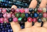 CAA3048 15 inches 10mm faceted round fire crackle agate beads wholesale