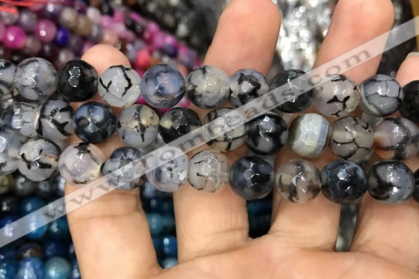 CAA3049 15 inches 10mm faceted round fire crackle agate beads wholesale