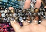 CAA3050 15 inches 10mm faceted round fire crackle agate beads wholesale