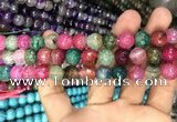 CAA3055 15 inches 10mm faceted round fire crackle agate beads wholesale