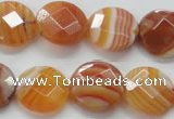 CAA306 15.5 inches 18mm faceted coin red line agate beads