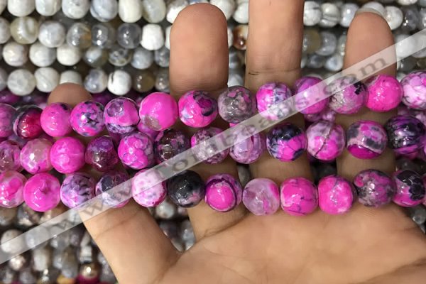 CAA3060 15 inches 10mm faceted round fire crackle agate beads wholesale