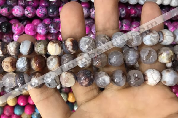 CAA3061 15 inches 10mm faceted round fire crackle agate beads wholesale