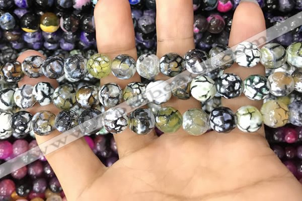 CAA3066 15 inches 10mm faceted round fire crackle agate beads wholesale