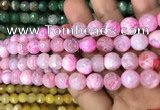 CAA3068 15 inches 10mm faceted round fire crackle agate beads wholesale