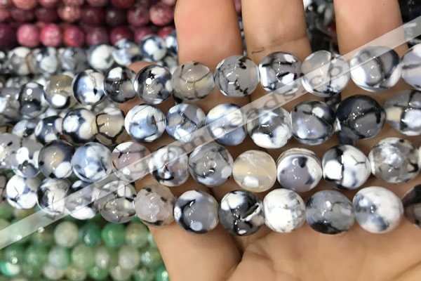 CAA3071 15 inches 10mm faceted round fire crackle agate beads wholesale