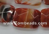 CAA308 15.5 inches 22*30mm faceted rectangle red line agate beads