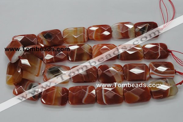 CAA308 15.5 inches 22*30mm faceted rectangle red line agate beads