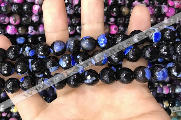 CAA3092 15 inches 10mm faceted round fire crackle agate beads wholesale