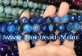 CAA3133 15 inches 12mm faceted round fire crackle agate beads wholesale