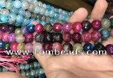 CAA3135 15 inches 12mm faceted round fire crackle agate beads wholesale