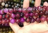 CAA3137 15 inches 12mm faceted round fire crackle agate beads wholesale