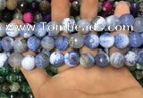 CAA3145 15 inches 12mm faceted round fire crackle agate beads wholesale