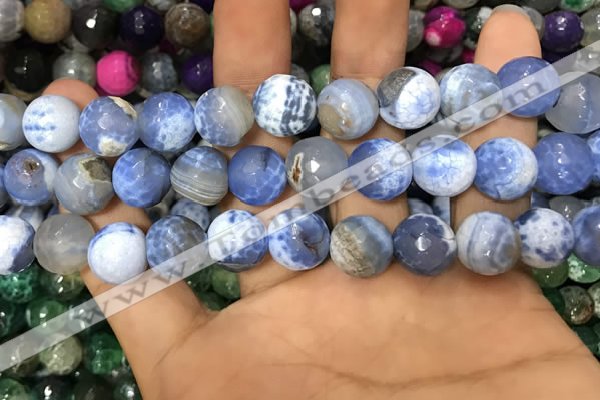 CAA3145 15 inches 12mm faceted round fire crackle agate beads wholesale