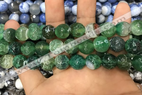 CAA3146 15 inches 12mm faceted round fire crackle agate beads wholesale