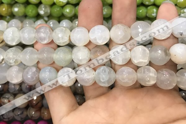 CAA3147 15 inches 12mm faceted round fire crackle agate beads wholesale