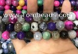 CAA3149 15 inches 12mm faceted round fire crackle agate beads wholesale