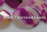 CAA315 15.5 inches 20*26mm faceted oval fuchsia line agate beads